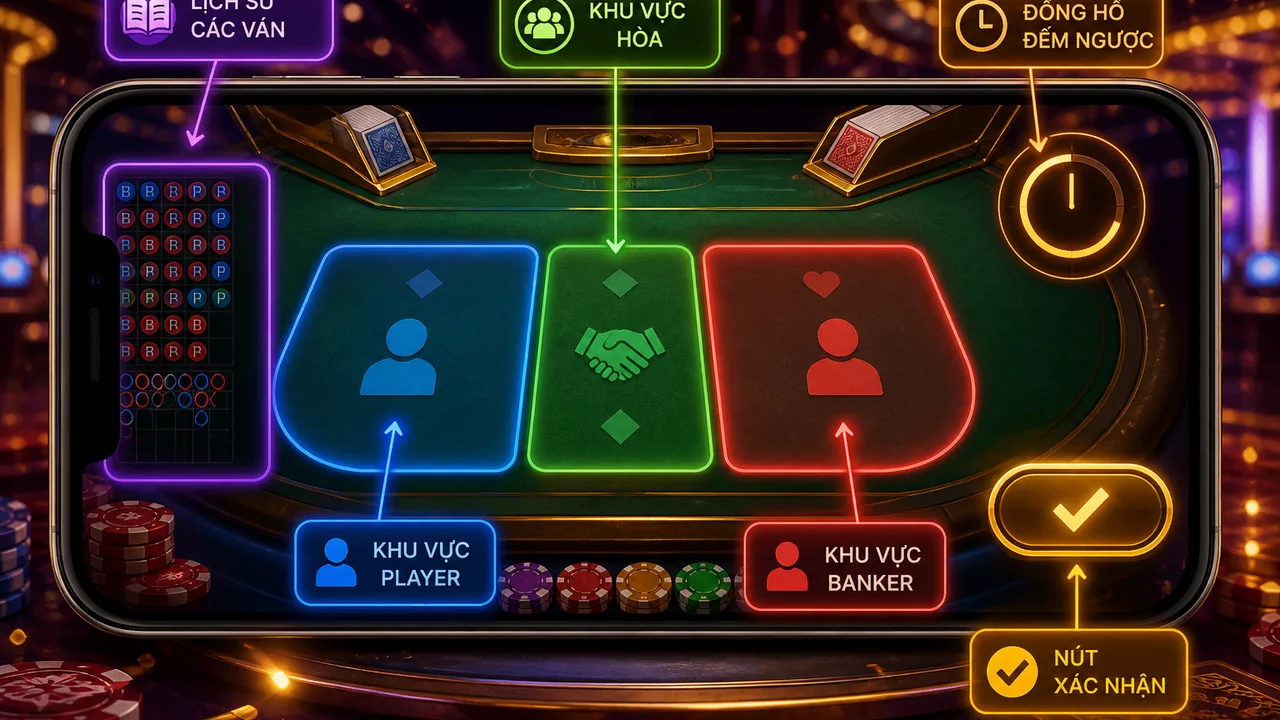 Đọc bàn nhanh trên điện thoại: cách chơi baccarat tk88 cho người mới